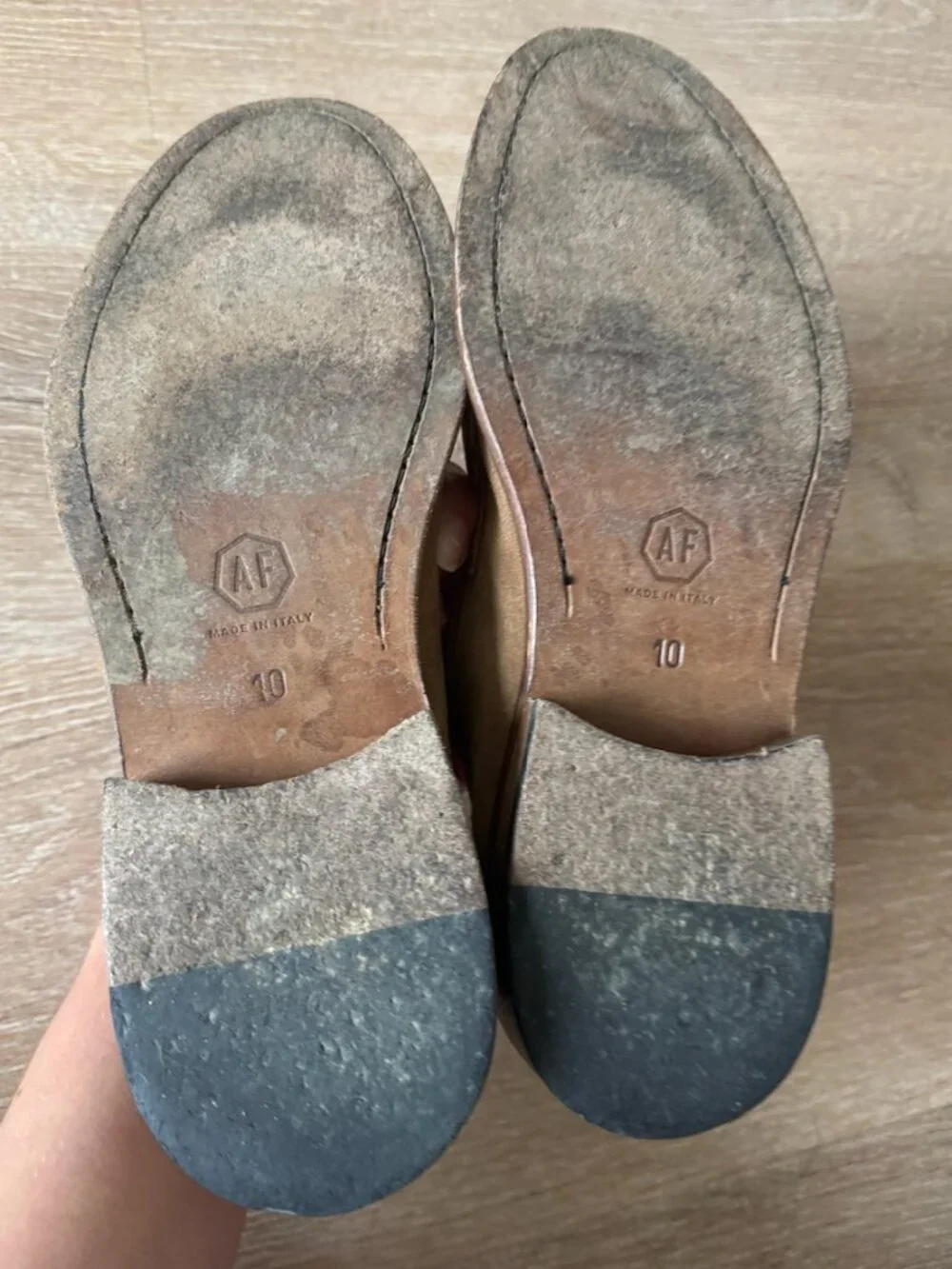 Ankari + Floruss Light Brown Suede Loafers in Size 10